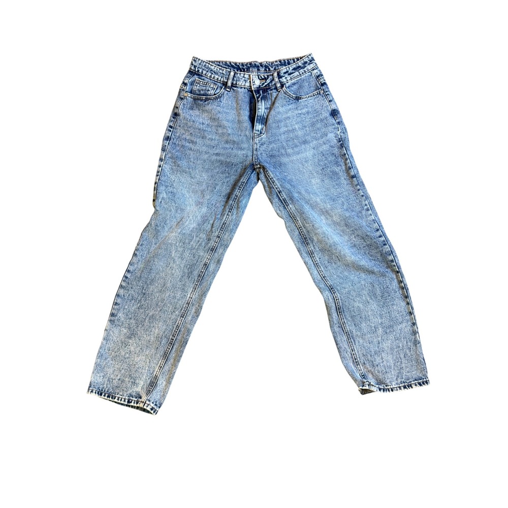 SHEIN Womens Size 26 US 4 Acid Wash Jeans Y2K Buckle Back Straight Leg Blue